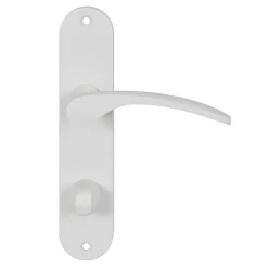 GoodHome Ensemble poignée sur plaque rond à condamnation Beare mat blanc L.110.5mm x l.40mm entraxe 165mm- Poignée De Porte