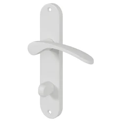 GoodHome Ensemble poignée sur plaque rond à condamnation Beare mat blanc L.110.5mm x l.40mm entraxe 165mm- Poignée De Porte