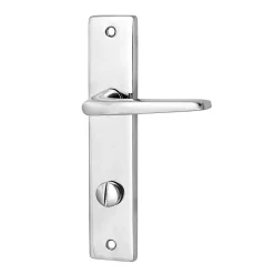 Ensemble poignée sur plaque rectangulaire à condamnation Colan effet chromé brillant gris L.106mm x l.39.8mm entraxe 165mm- Poignée De Porte