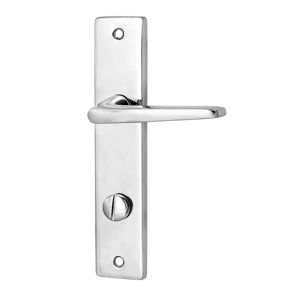 Ensemble poignée sur plaque rectangulaire à condamnation Colan effet chromé brillant gris L.106mm x l.39.8mm entraxe 165mm- Poignée De Porte