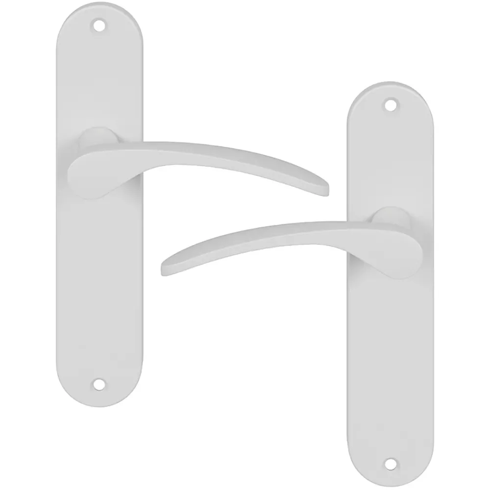 GoodHome Poignée De Porte<Ensemble poignée sur plaque rond Beare mat blanc L.110.5mm x l.40mm entraxe 165mm