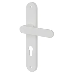 GoodHome Poignée De Porte Extérieure<Ensemble poignée sur plaque rond Minzh blanc L.120mm x l.40mm entraxe 195mm