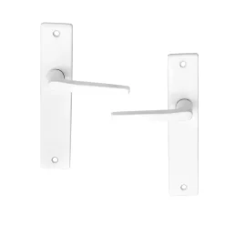 Ensemble poignée sur plaque rectangulaire Colan satin blanc L.106mm x l.39.8mm entraxe 165mm- Poignée De Porte