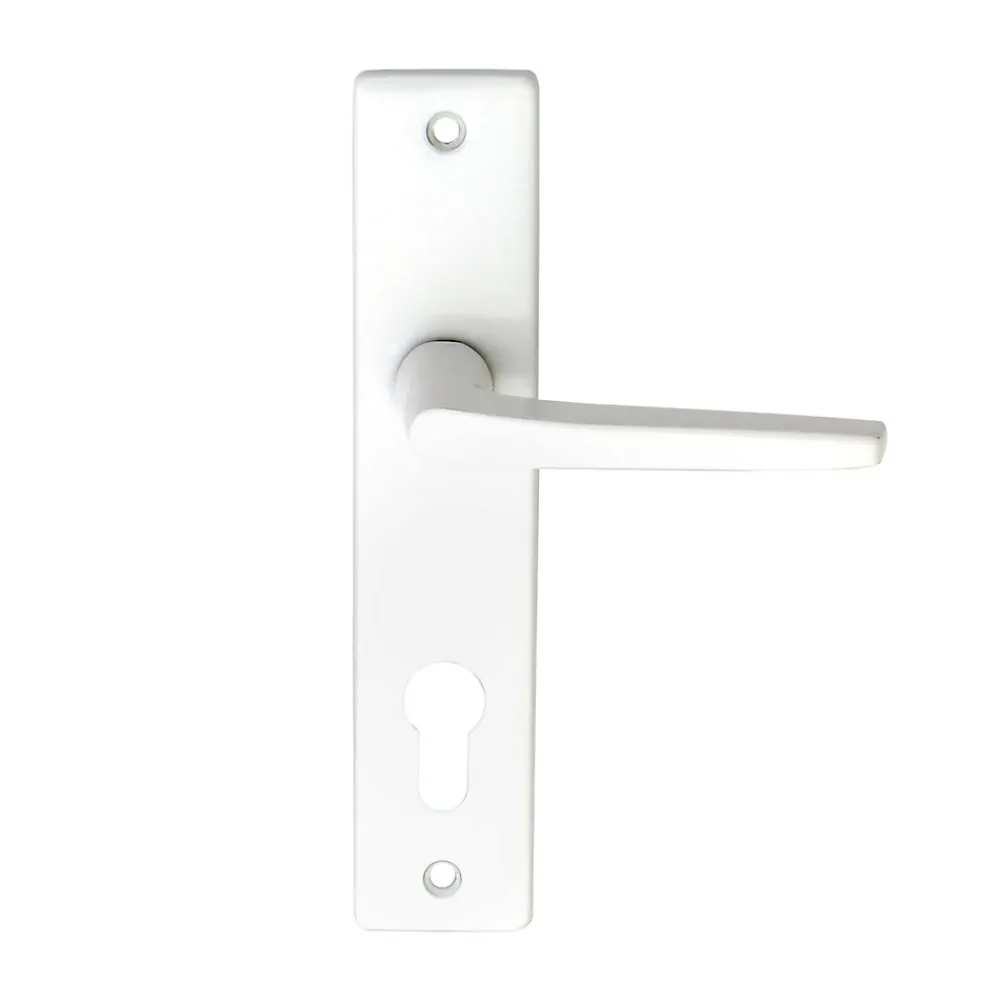 Poignée De Porte<Ensemble poignée sur plaque cylindre rectangulaire Colan satin blanc L.106mm x l.39.8mm entraxe 165mm