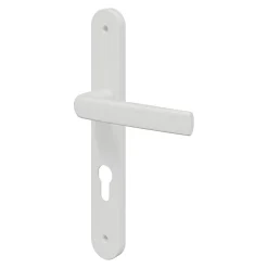 GoodHome Poignée De Porte Extérieure<Ensemble poignée sur plaque Incurvé Primel mat blanc L.126mm x l.33mm entraxe 195mm