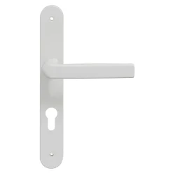 GoodHome Poignée De Porte Extérieure<Ensemble poignée sur plaque Incurvé Primel mat blanc L.126mm x l.33mm entraxe 195mm