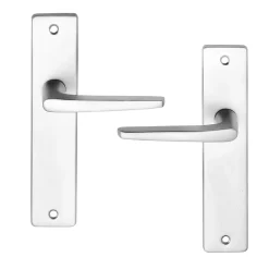 Ensemble poignée sur plaque rectangulaire Colan effet argenté satin gris L.106mm x l.39.8mm entraxe 165mm- Poignée De Porte