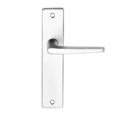 Ensemble poignée sur plaque rectangulaire Colan effet argenté satin gris L.106mm x l.39.8mm entraxe 165mm- Poignée De Porte