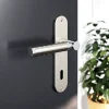 GoodHome Ensemble poignée sur plaque rond serrure Brigg effet chrome et nickel satin gris L.132mm x l.40mm entraxe 165mm- Poignée De Porte
