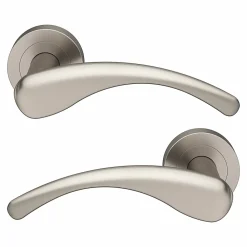 GoodHome Ensemble poignée sur rosace rond à visser Ruis effet nickel satin gris Ø50mm- Poignée De Porte
