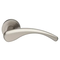 GoodHome Ensemble poignée sur rosace rond à visser Ruis effet nickel satin gris Ø50mm- Poignée De Porte