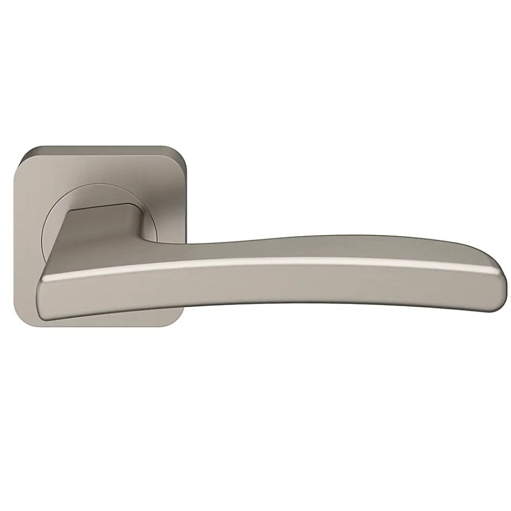 GoodHome Ensemble poignée sur rosace Carré à visser Irvil effet nickel satin gris Ø52.5mm- Poignée De Porte