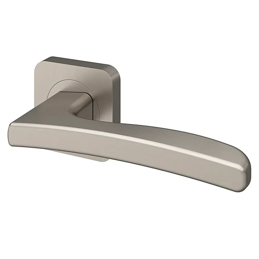 GoodHome Ensemble poignée sur rosace Carré à visser Irvil effet nickel satin gris Ø52.5mm- Poignée De Porte