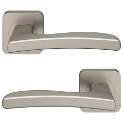 GoodHome Ensemble poignée sur rosace Carré à visser Irvil effet nickel satin gris Ø52.5mm- Poignée De Porte
