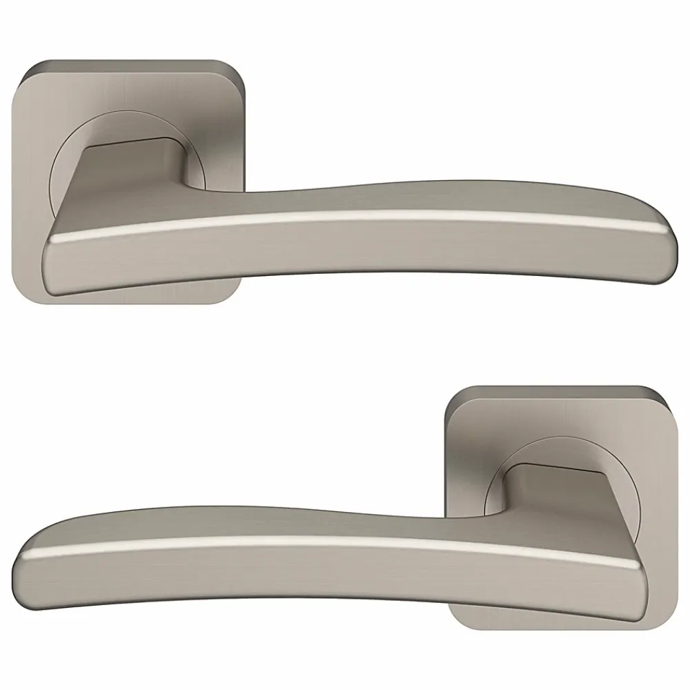GoodHome Ensemble poignée sur rosace Carré à visser Irvil effet nickel satin gris Ø52.5mm- Poignée De Porte