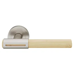 GoodHome Ensemble poignée sur rosace rond à visser Hezo effet nickel satin chromé Ø50mm- Poignée De Porte