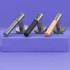 GoodHome Ensemble poignée sur rosace rond à visser Hezo effet nickel satin chromé Ø50mm- Poignée De Porte