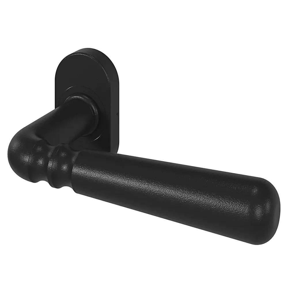 GoodHome Poignée De Porte Extérieure<Ensemble poignée sur rosace à visser Kilhog noir Ø63mm