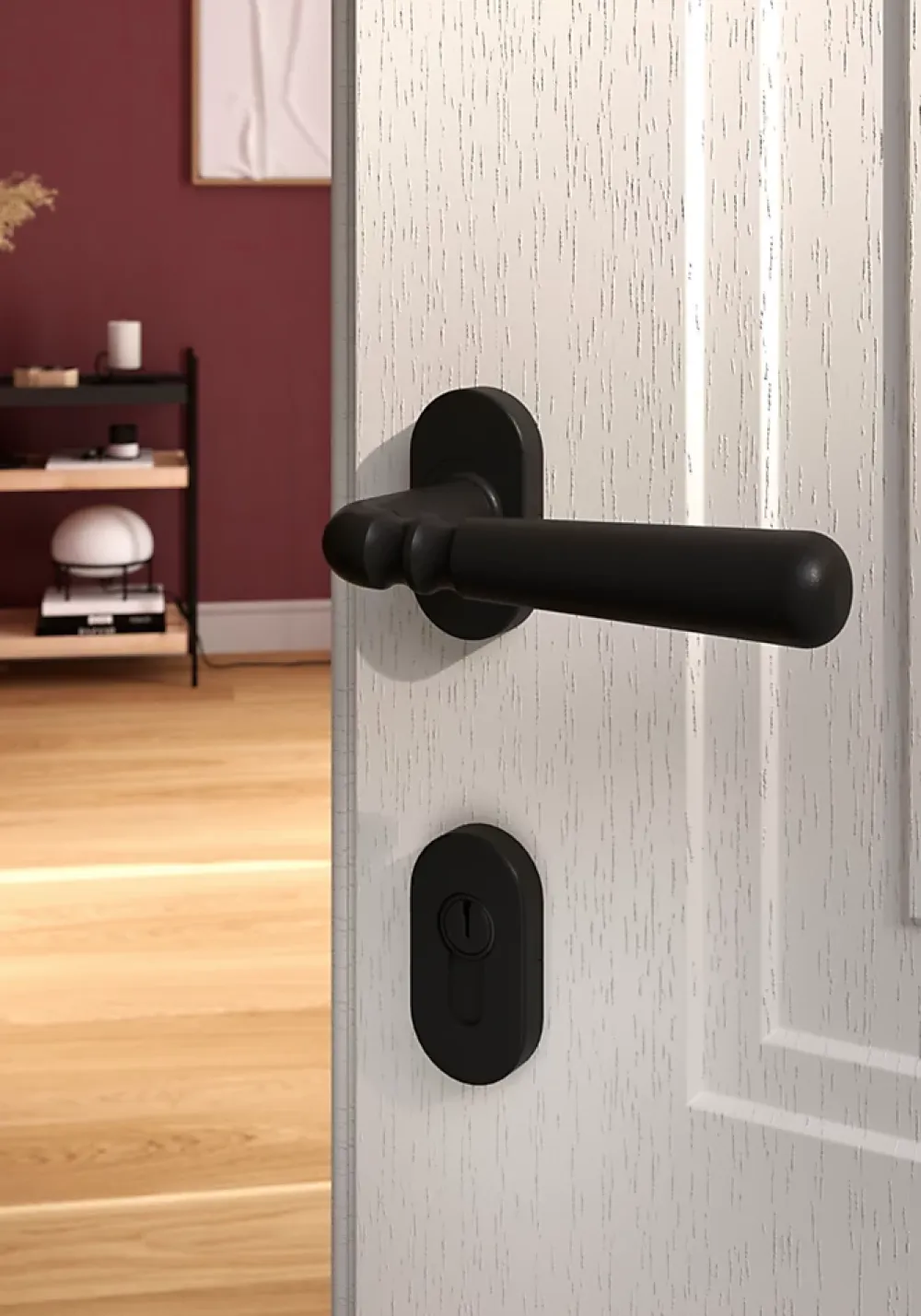 GoodHome Poignée De Porte Extérieure<Ensemble poignée sur rosace à visser Kilhog noir Ø63mm