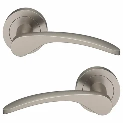 GoodHome Ensemble poignée sur rosace rond à visser Beare effet nickel satin gris Ø50mm- Poignée De Porte