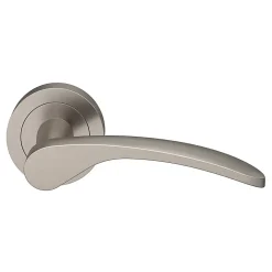 GoodHome Ensemble poignée sur rosace rond à visser Beare effet nickel satin gris Ø50mm- Poignée De Porte