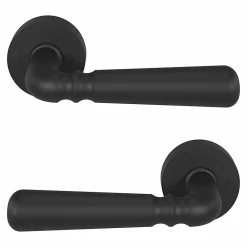 GoodHome Poignée De Porte<Ensemble poignée sur rosace rond à visser Kilhog mat noir Ø50mm