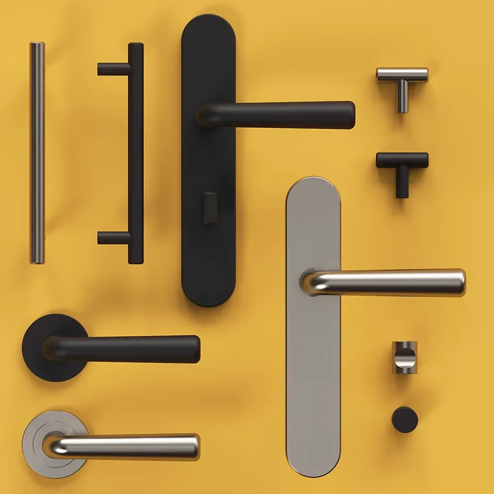 GoodHome Poignée De Porte<Ensemble poignée sur rosace rond à visser Dizel effet nickel satin gris Ø50mm