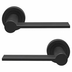 GoodHome Poignée De Porte<Ensemble poignée sur rosace Droit à visser Dotz mat noir Ø52mm