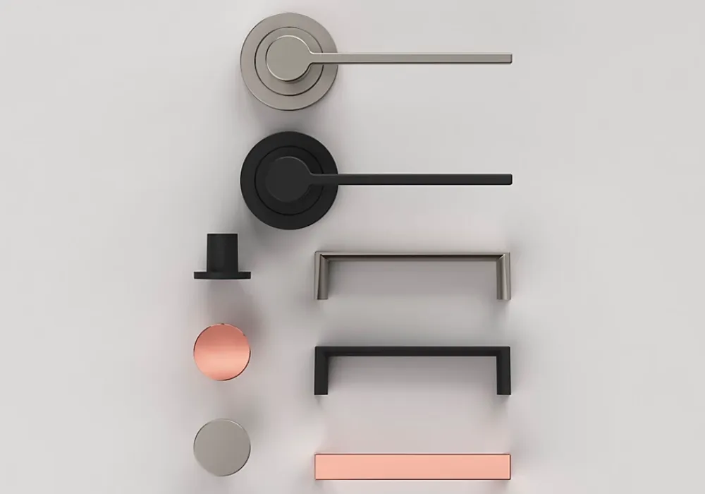 GoodHome Poignée De Porte<Ensemble poignée sur rosace Droit à visser Dotz mat noir Ø52mm