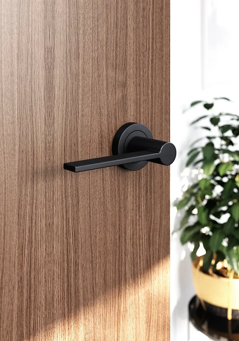 GoodHome Poignée De Porte<Ensemble poignée sur rosace Droit à visser Dotz mat noir Ø52mm