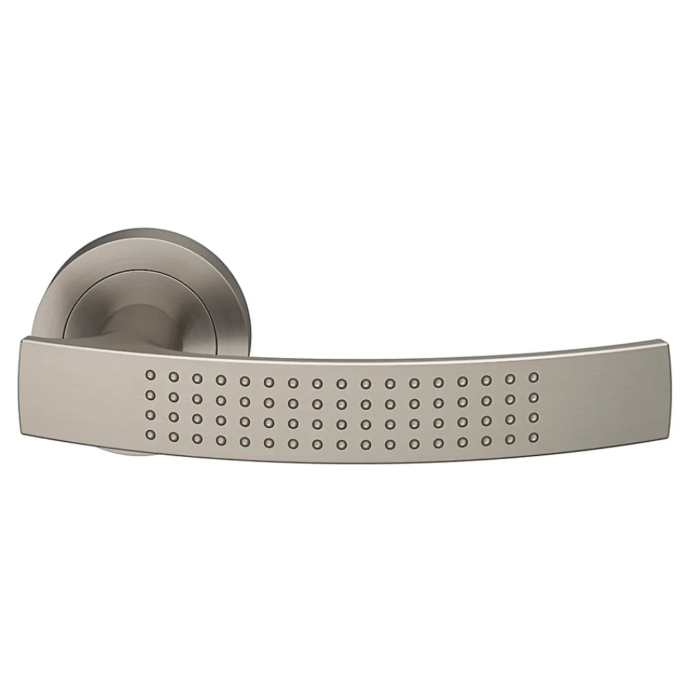 GoodHome Ensemble poignée sur rosace rond à visser Diss effet nickel satin gris Ø50mm- Poignée De Porte