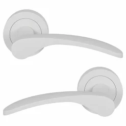 GoodHome Ensemble poignée sur rosace rond à visser Beare mat blanc Ø50mm- Poignée De Porte