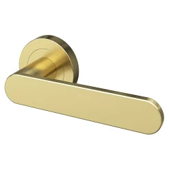 GoodHome Ensemble poignée sur rosace rond à visser Minzh effet laiton satin or Ø50mm- Poignée De Porte