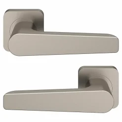 GoodHome Poignée De Porte<Ensemble poignée sur rosace rond à visser Kerver effet nickel satin gris Ø52.5mm