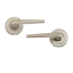 Ensemble poignée sur rosace rond à pousser Colan aluminium argent Ø52mm- Poignée De Porte