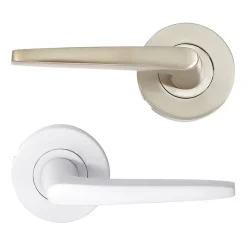 Ensemble poignée sur rosace rond à pousser Colan aluminium argent Ø52mm- Poignée De Porte