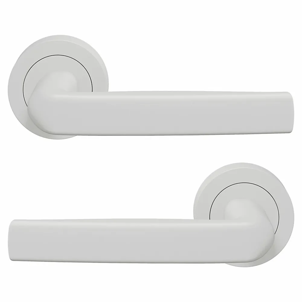 GoodHome Ensemble poignée sur rosace Incurvé à visser Primel mat blanc Ø52mm- Poignée De Porte