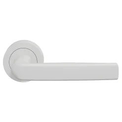 GoodHome Ensemble poignée sur rosace Incurvé à visser Primel mat blanc Ø52mm- Poignée De Porte