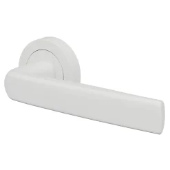 GoodHome Ensemble poignée sur rosace Incurvé à visser Primel mat blanc Ø52mm- Poignée De Porte