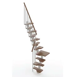 Matisere Escalier 1 quart tournant 13 marches - Hauteur à franchir de 2.81 à 3.33m - Largeur 61cm - Couleur noyer et gris -- Escalier Quart Tournant