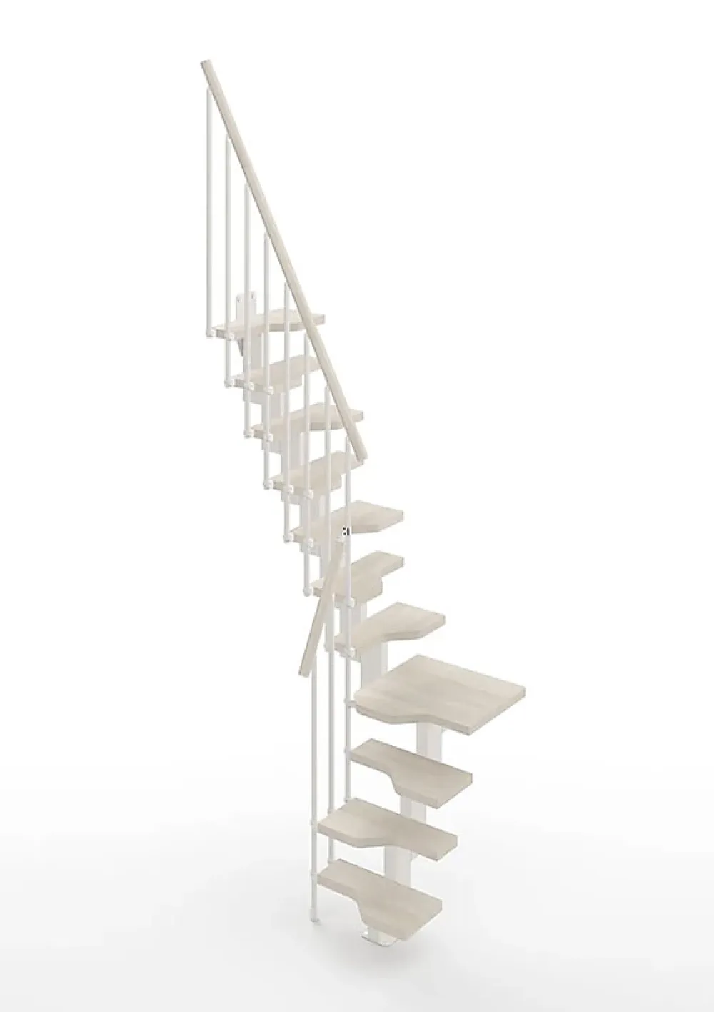 Matisere Escalier 1 quart tournant 9 marches - Hauteur à franchir de 2.01 à 2.37m - Largeur 61cm - Couleur bois et blanc -- Escalier Quart Tournant