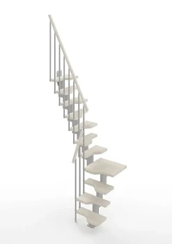 Matisere Escalier Quart Tournant<Escalier 1 quart tournant 13 marches - Hauteur à franchir de 2.81 à 3.33m - Largeur 61cm - Couleur bois et blanc -