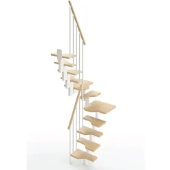 Matisere Escalier Quart Tournant<Escalier 2 quart tournant 14 marches - Hauteur à franchir de 3.01 à 3.57m - Largeur 61cm - Couleur naturel et blanc -