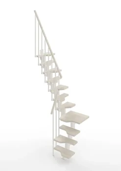 Matisere Escalier 1 quart tournant 14 marches - Hauteur à franchir de 3.01 à 3.57m - Largeur 61cm - Couleur bois et blanc -- Escalier Quart Tournant