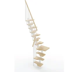 Matisere Escalier 1 quart tournant 9 marches - Hauteur à franchir de 2.01 à 2.37m - Largeur 61cm - Couleur naturel et blanc -- Escalier Quart Tournant