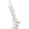 Matisere Escalier 1 quart tournant 11 marches - Hauteur à franchir de 2.41 à 2.85m - Largeur 61cm - Couleur bois et blanc -- Escalier Quart Tournant
