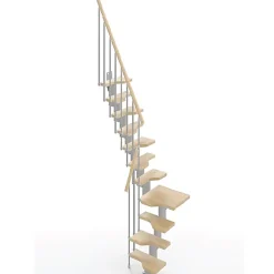 Matisere Escalier Quart Tournant<Escalier 1 quart tournant 14 marches - Hauteur à franchir de 3.01 à 3.57m - Largeur 61cm - Couleur naturel et blanc -