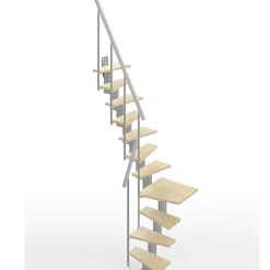 Matisere Escalier 1 quart tournant 9 marches - Hauteur à franchir de 2.00 à 2.36m - Largeur 60cm - Couleur bois et blanc -- Escalier Quart Tournant