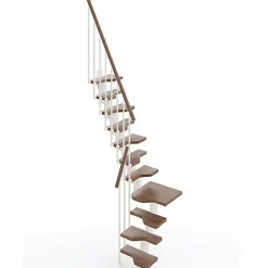 Matisere Escalier 1 quart tournant 9 marches - Hauteur à franchir de 2.01 à 2.37m - Largeur 61cm - Couleur noyer et gris -- Escalier Quart Tournant