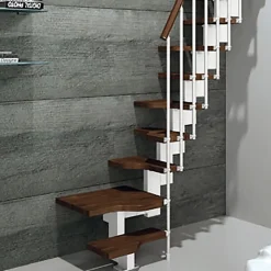 Matisere Escalier Quart Tournant<Escalier 1 quart tournant 14 marches - Hauteur à franchir de 3.01 à 3.57m - Largeur 61cm - Couleur noyer et gris -